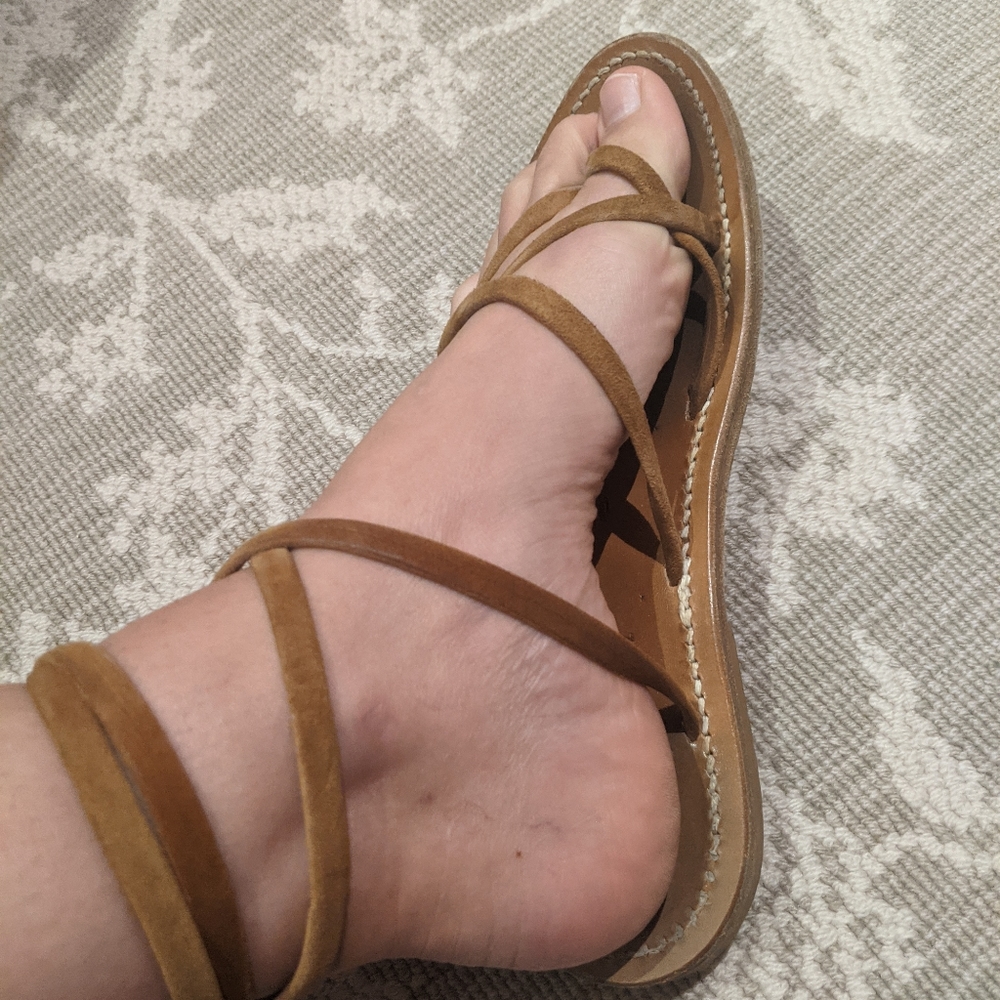 K Jacques suede tie gladiator sandals